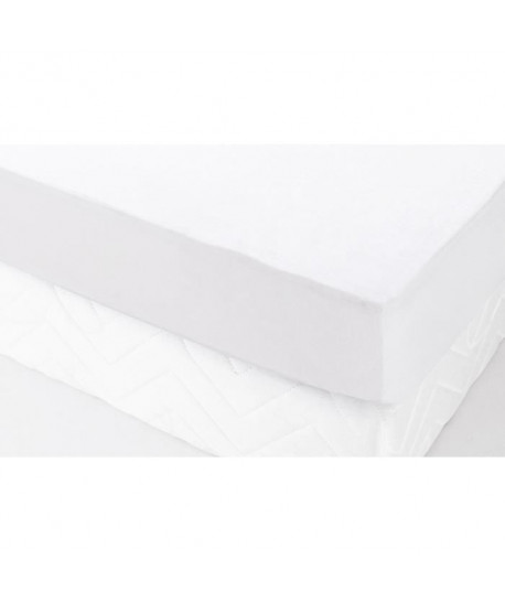 Protection literie housse molleton 100% coton sergé croisé 2/2 P300 180x200 cm blanc