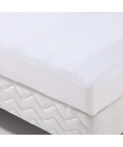 Protection literie housse imperméable Transalese éponge 100% coton 200x200 cm blanc