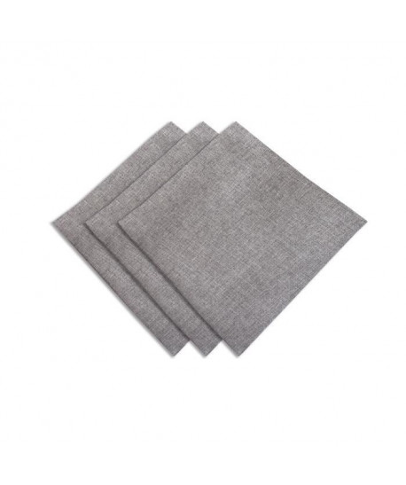 SUCRE D\'OCRE Lot de 3 serviettes de table BELLA 45x45 cm  Gris