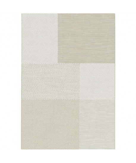 NATURAL Tapis naturel tissé plat en velours polypropylene  120x170 cm  Beige et ardoise