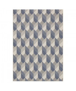 SPECTER Tapis moderne tissé plat en velours polypropylene  120x170 cm  Bleu gris et beige