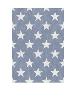 CANVAS Tapis enfant tissé en velours polypropylene  80x150 cm  Bleu et creme