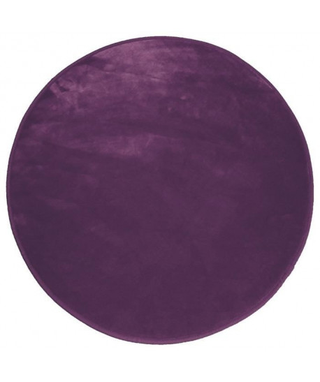 Tapis rond 90cm velours louna prune