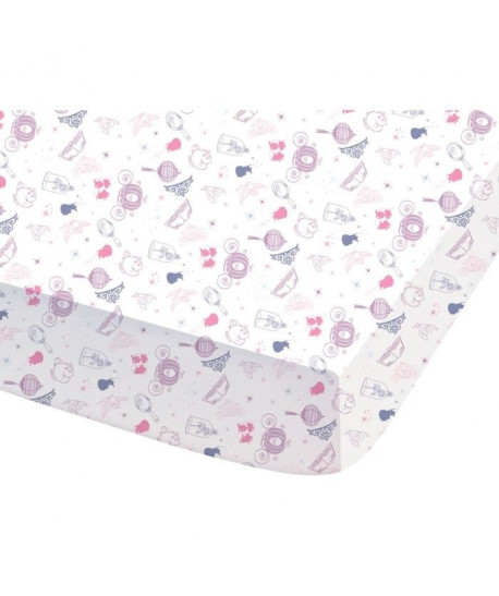 PRINCESSES Drap housse enfant Coton  90 x 190 cm