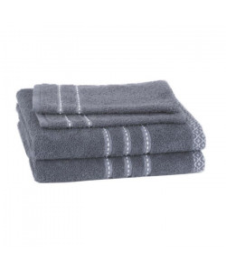 JULES CLARYSSE Lot de 2 serviettes  2 gants de toilette MIEL  Gris