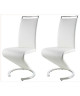 SIDNEY Lot de 2 chaises de salle a manger en méral  Revetement en simili blanc  Contemporain  L 49,5 x P 61 cm