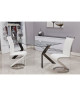 SIDNEY Lot de 2 chaises de salle a manger en méral  Revetement en simili blanc  Contemporain  L 49,5 x P 61 cm