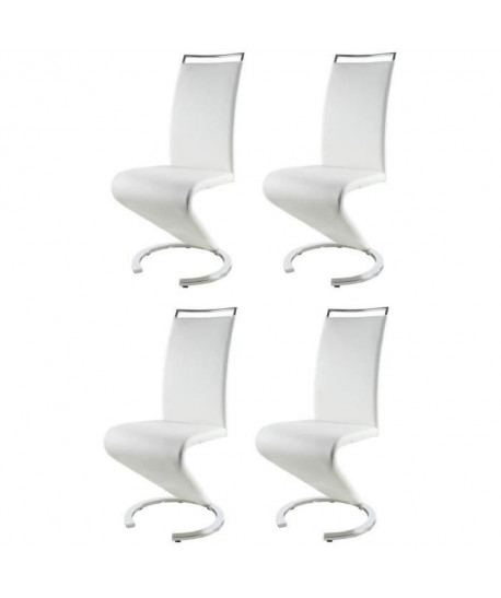 SIDNEY Lot de 4 chaises salon blanc