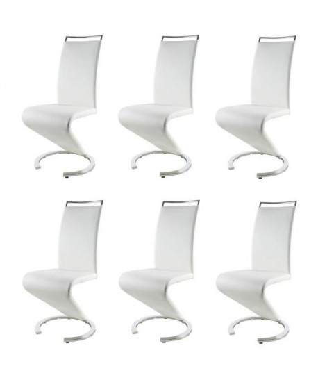 SIDNEY Lot de 6 chaises salon blanc