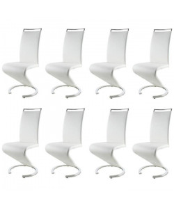 SIDNEY Lot de 8 chaises salon blanc