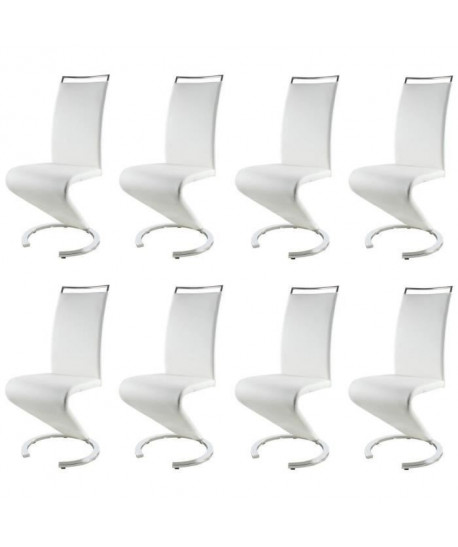 SIDNEY Lot de 8 chaises salon blanc