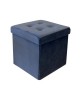 Pouf coffre de rangement pliable Velours  35x35cm  Bleu Indigo