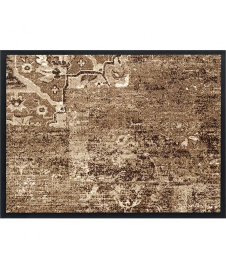 Tapis d\'entrée a motifs  40x60 cm  Style Vintage  Coloris Beige