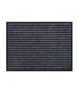 Tapis d?entrée TIMELESS  Gris rayé noir  40x60 cm  Support vinyl antidérapant