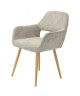 CROMWELL Chaise de salle a manger en métal imprimé bois  Revetement tissu beige  Style scandinave  L 56 x P 56 cm