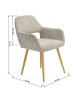 CROMWELL Chaise de salle a manger en métal imprimé bois  Revetement tissu beige  Style scandinave  L 56 x P 56 cm