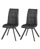 COCOON Lot de 2 chaises de salle a manger  Simili noir  Style contemporain  L 44 x P 43 cm