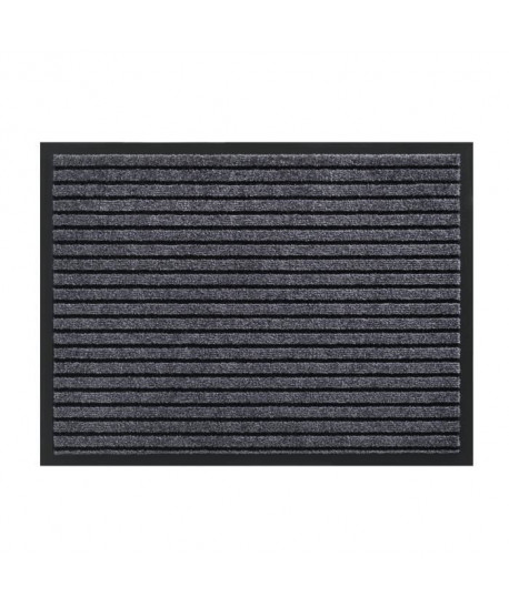 Tapis d?entrée TIMELESS  Gris rayé noir  60x80 cm  Support vinyl antidérapant