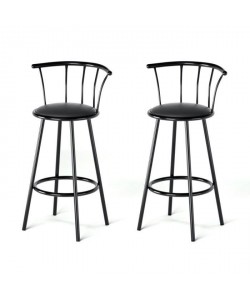 BISTROT Lot de 2 tabourets de bar avec assise pivotante  Noir