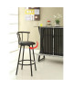 BISTROT Tabouret de bar bistrot en métal  Revetement simili noir  Contemporain  L 56,5 x P 40 cm