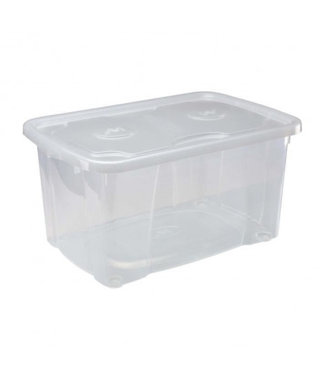 MHOME SIMPLYBOX Boîte de rangement a couvercle 44L transparent