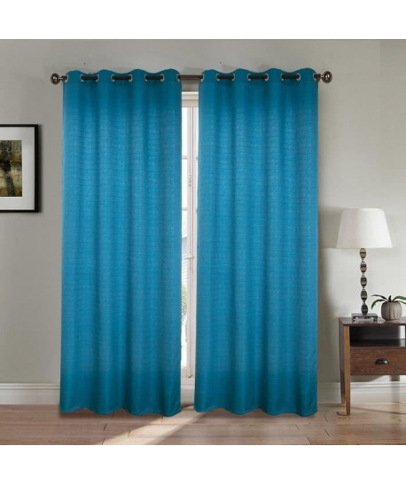 Paire double rideaux 140x260 cm Bleu