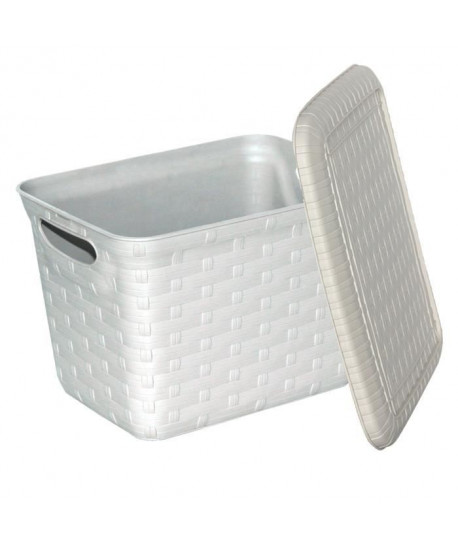 MHOME Panier a linge  Couvercle aspect osier 5,5L ficelle