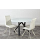 COCOON Lot de 2 chaises de salle a manger  Simili blanc  Style contemporain  L 44 x P 43 cm