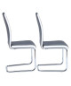 JADE Lot de 2 chaises de salle a manger  Simili gris et blanc  Style contemporain  L 43 x P 58 cm