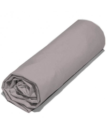 COTE DECO Drap housse 100% percale de coton  90x200x25 cm  Violet prune et lilas