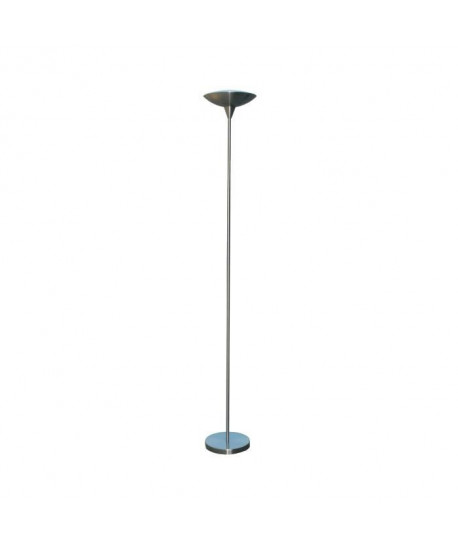 Lampadaire nickel satiné LED  Blanc neutre  H 181 cm  Ř 20cm