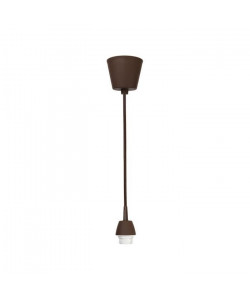 Cordon électrique pour suspension douille E27 60W max, câble tissu tressé marron longueur 100cm