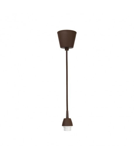 Cordon électrique pour suspension douille E27 60W max, câble tissu tressé marron longueur 100cm