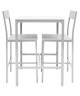 MANIRA Ensemble table bar de 2 personnes  2 chaises  Style contemporain  Blanc laqué  L 60 x l 60 cm
