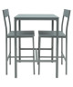 MANIRA Ensemble table bar de 2 personnes  2 chaises  Style contemporain  Gris laqué  L 60 x l 60 cm