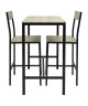 MIMOZA Ensemble table haute de 2 a 4 personnes  2 chaises de bar  Style contemporain  Beige naturel laqué  L 90 x l 50 cm