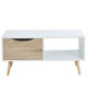 BELA Table basse scandinave blanc et chene  L 90 cm