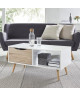 BELA Table basse scandinave blanc et chene  L 90 cm