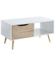 BELA Table basse scandinave blanc et chene  L 90 cm