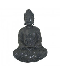 HOMEA Bouddha déco en polyrésine 24,5x23,5xH35,5 cm gris