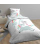 COTE DECO KIDS Licorne Housse de Couette 100% Coton  140x200 cm avec 1 taie  63x63 cm