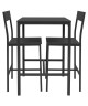 MANIRA Ensemble table bar de 2 personnes  2 chaises  Style contemporain  Noir laqué  L 60 x l 60 cm