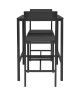 MANIRA Ensemble table bar de 2 personnes  2 chaises  Style contemporain  Noir laqué  L 60 x l 60 cm