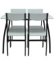 MELOKA Ensemble table a manger de 4 a 6 personnes  4 chaises  Style contemporain  Blanc laqué  L 110 x l 70 cm
