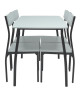 MELOKA Ensemble table a manger de 4 a 6 personnes  4 chaises  Style contemporain  Blanc laqué  L 110 x l 70 cm